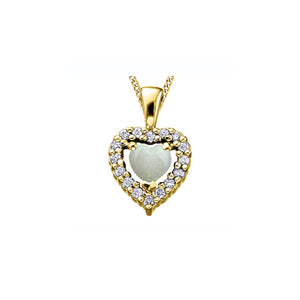 170229 OUT OF STOCK, PLEASE ALLOW 3-4 WEEKS FOR DELIVERY 10KT Yellow Gold Opal & 0.08CT TW Diamond Birthstone Heart Pendant