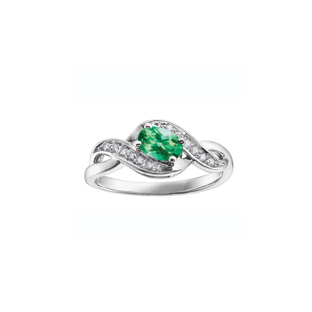 060237 10KT White Gold Emerald & .09CT TW Diamond Ring