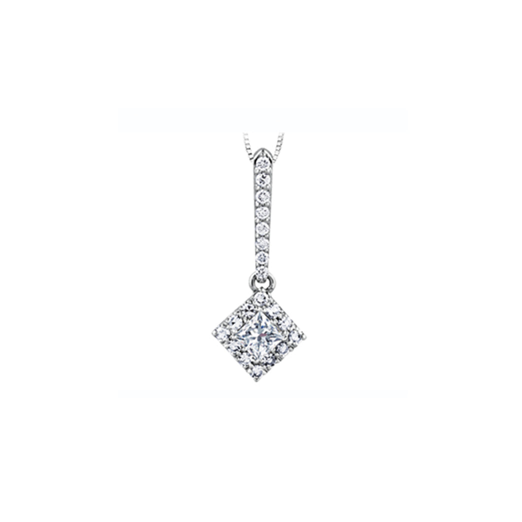 141885 10/14KT White Gold .17CT TW Princess Cut Diamond Pendant