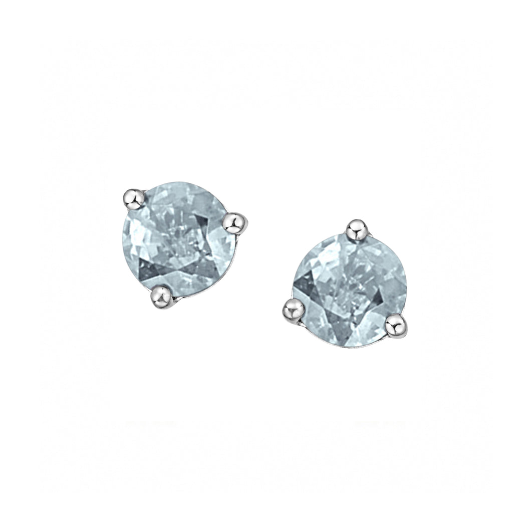 180001 10KT White Gold Aquamarine 5mm Stud Earrings