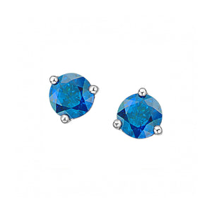 180028 10KT White Gold Blue Topaz 5mm Stud Earrings