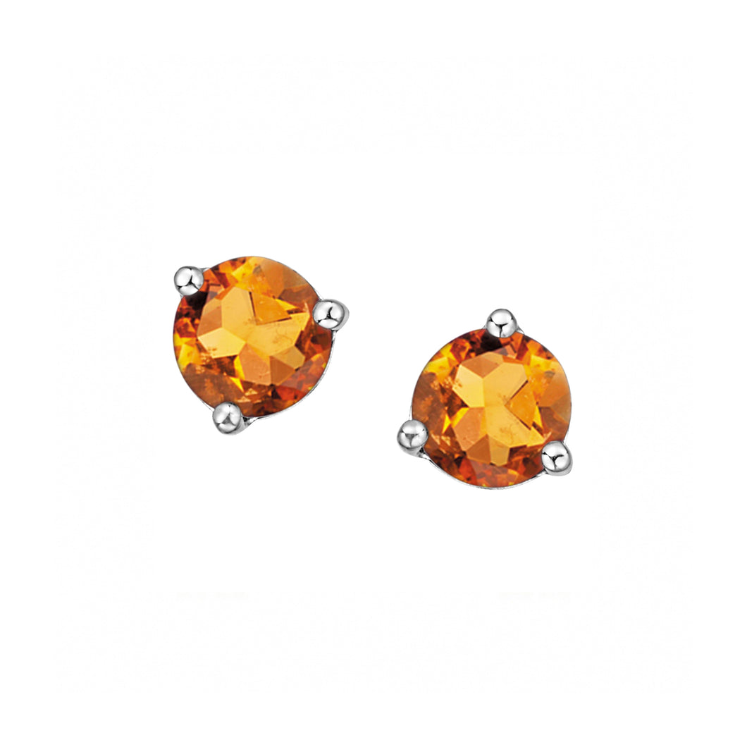 180029 10KT White Gold Citrine 5mm Stud Earrings