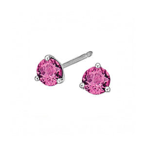 180032 10KT White Gold Pink Topaz 5mm Stud Earrings