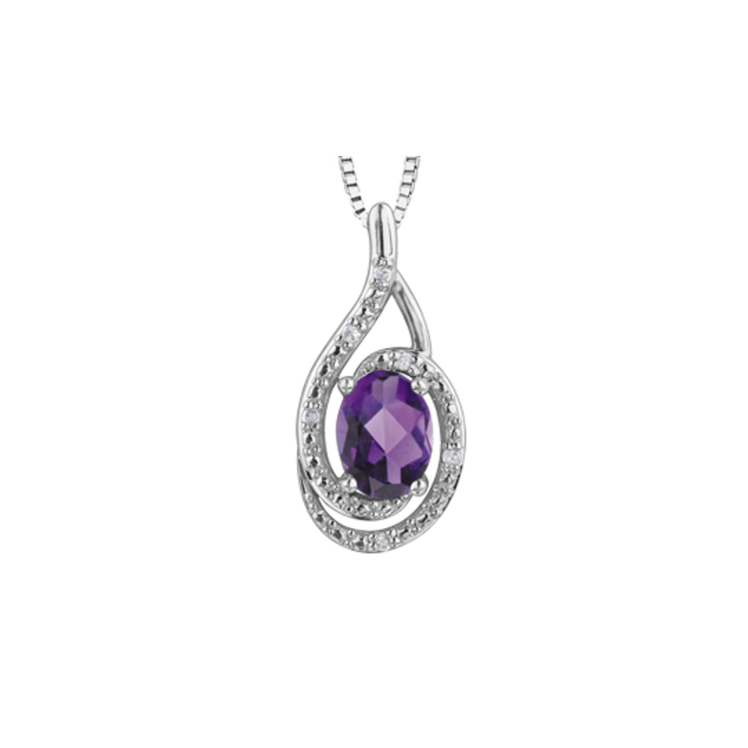 302998 Sterling Silver Amethyst & .03CT TW Diamond Pendant