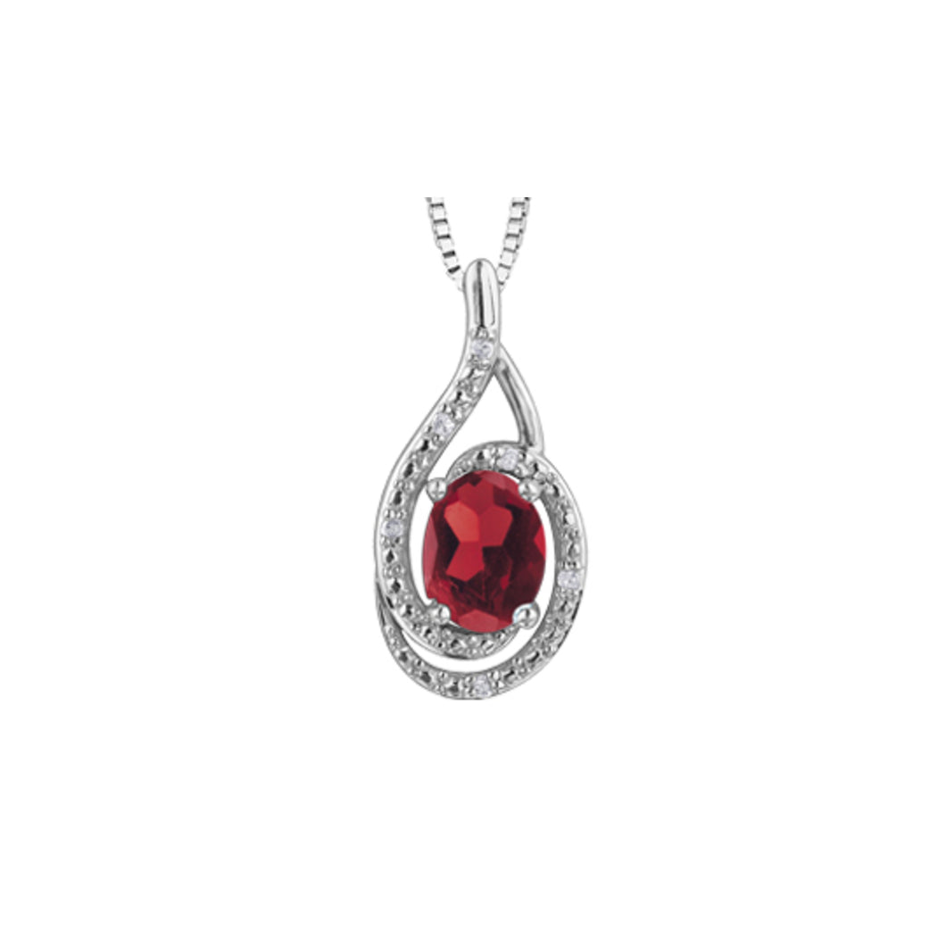 303003 Sterling Silver Garnet & .03CT TW Diamond Pendant