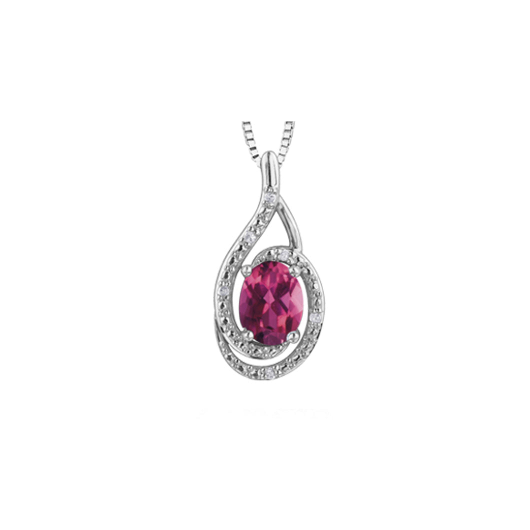 303006 Sterling Silver Pink Topaz & .03CT TW Diamond Pendant