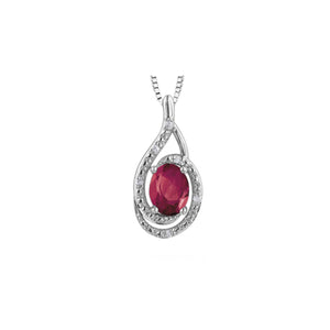 303007 Sterling Silver Ruby & .03CT TW Diamond Pendant