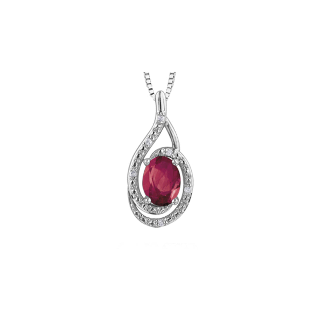 303007 Sterling Silver Ruby & .03CT TW Diamond Pendant