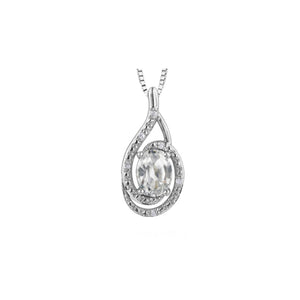 303009 Sterling Silver White Topaz & .03CT TW Diamond Pendant