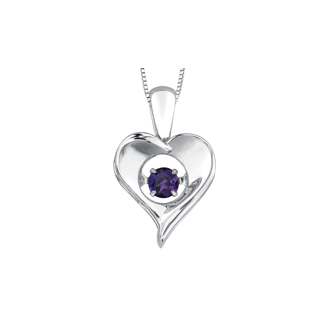 303010 Sterling Silver Dancing Amethyst Heart Necklace