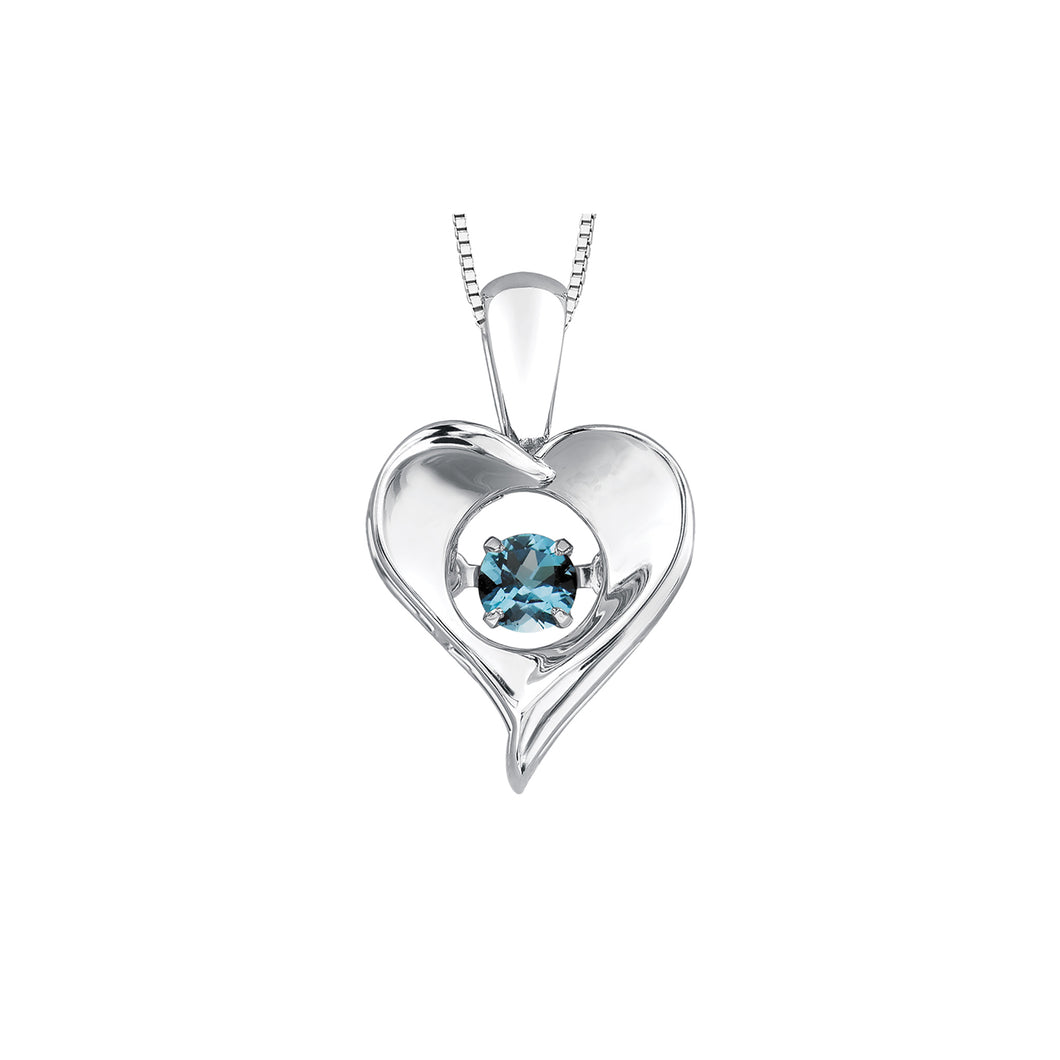 303012 Sterling Silver Dancing Blue Topaz Heart Necklace