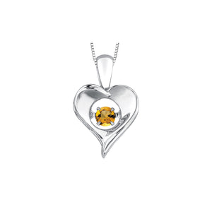 303013 Sterling Silver Dancing Citrine Heart Necklace