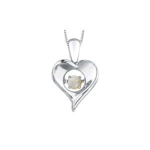 303016 Sterling Silver Dancing Opal Heart Necklace