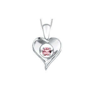 303018 Sterling Silver Dancing Pink Topaz Heart Necklace