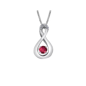 170067 10KT White Gold Dancing Ruby & 0.01CT TW Diamond Pendant