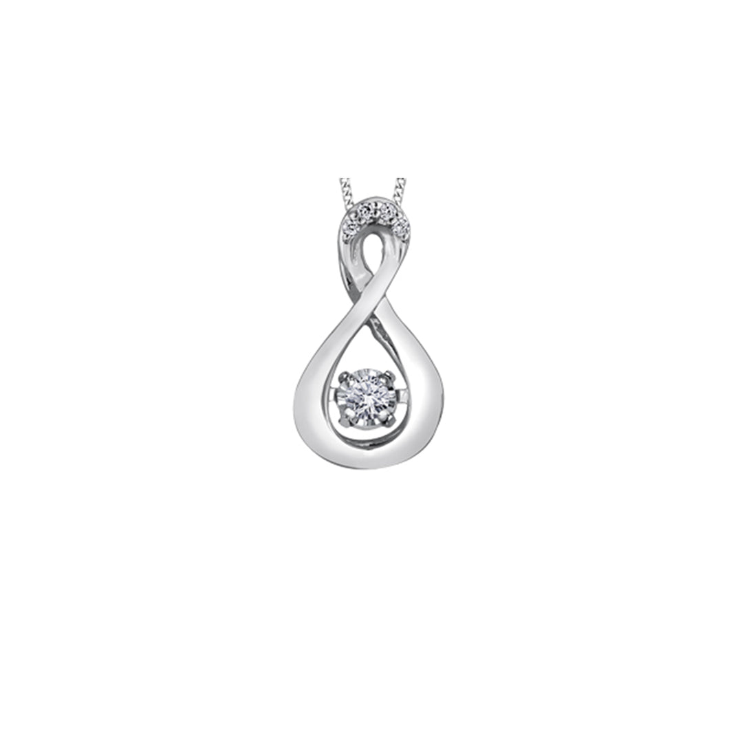 141557 10KT White Gold Dancing Diamond & 0.03CT TW Diamond Pendant