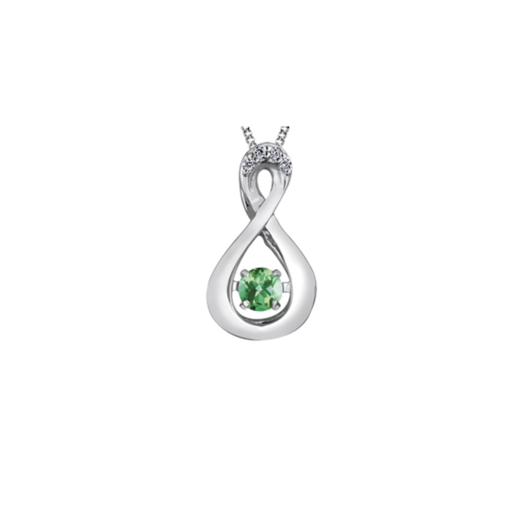 170097 10KT White Gold Dancing Emerald & 0.01CT TW Diamond Pendant