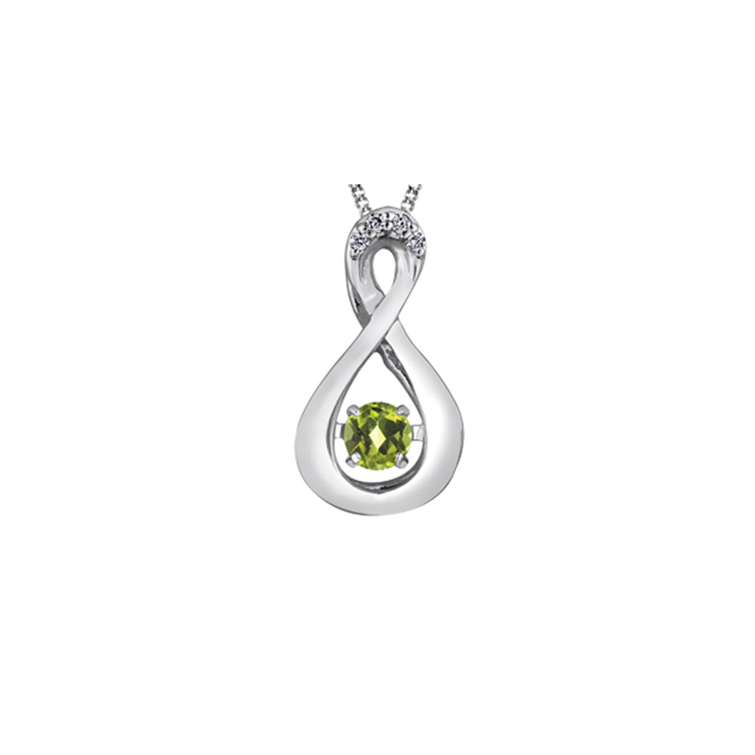 170098 10KT White Gold Dancing Peridot & 0.01CT TW Diamond Pendant