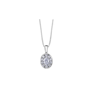 141886 10KT White Gold .34CT TW Oval Cut Diamond Pendant