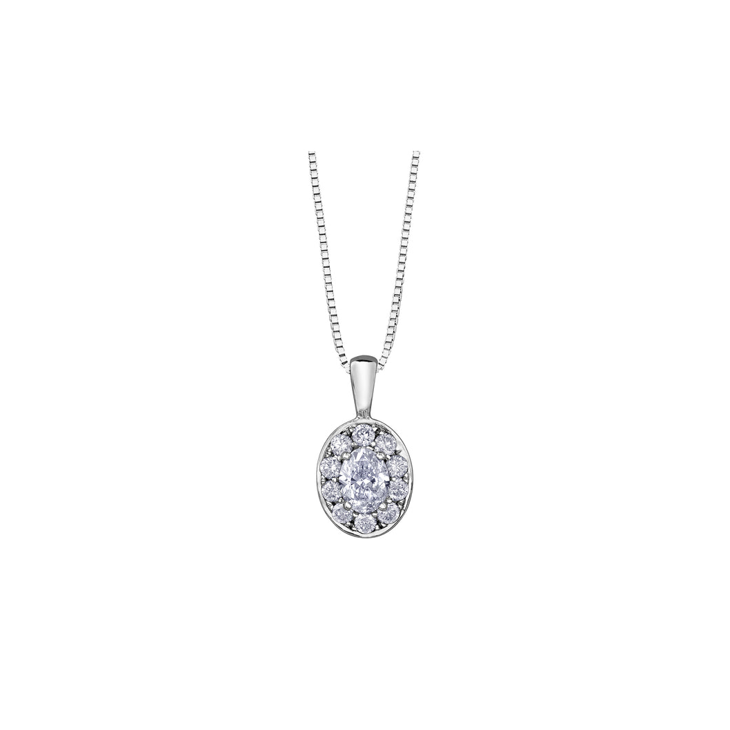 141886 10KT White Gold .34CT TW Oval Cut Diamond Pendant