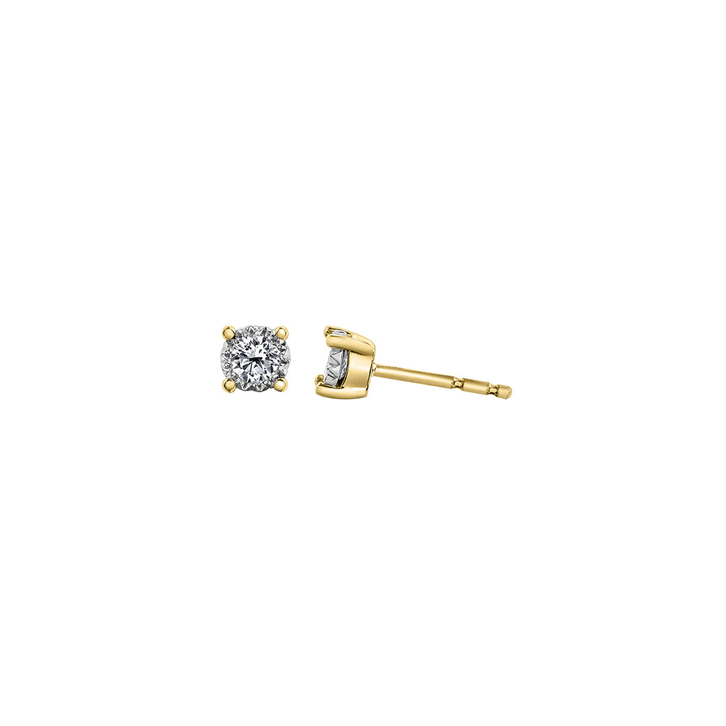 150755 10KT Yellow & White Gold .05CT TW Diamond Stud Earrings