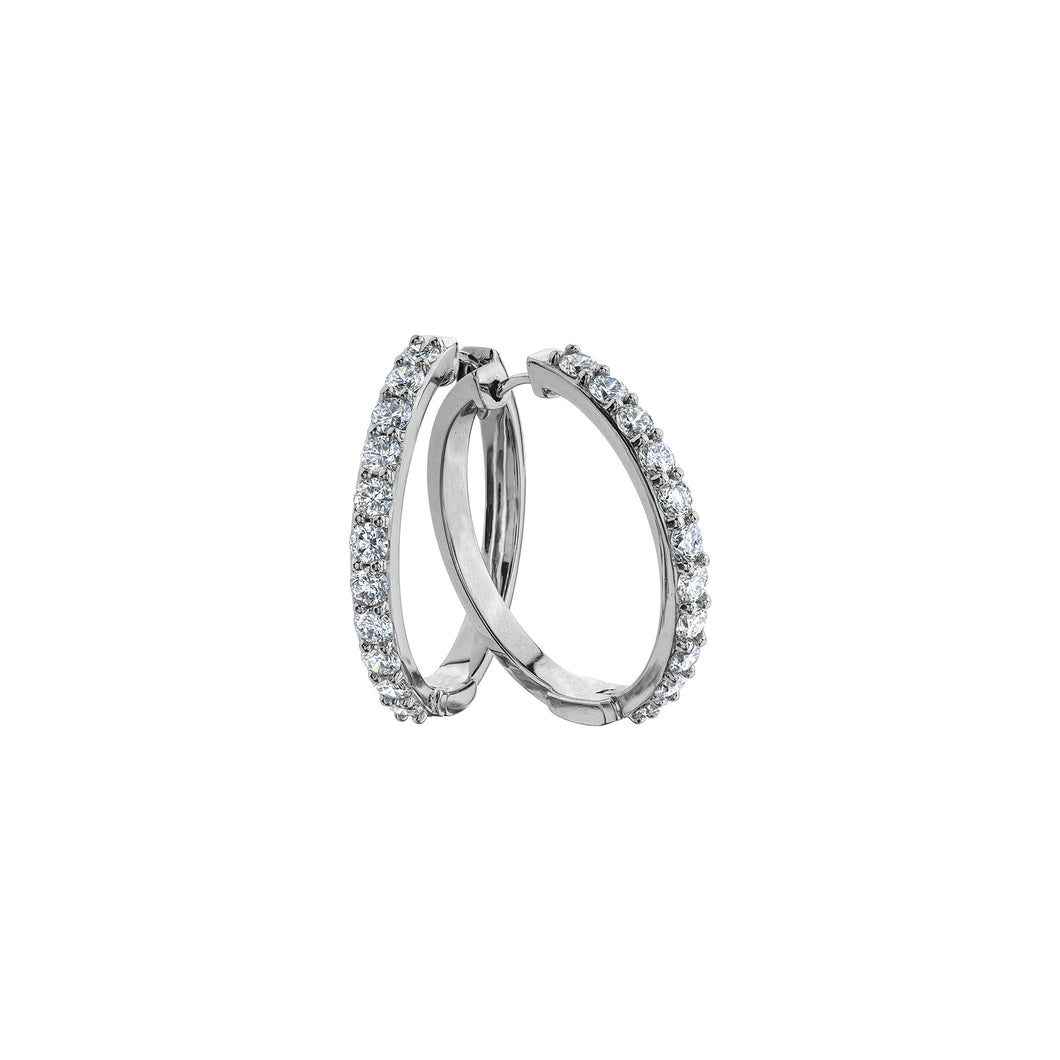 150757 10KT White Gold 1.00CT TW Diamond Hoop Earrings