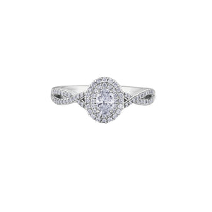 020042 OUT OF STOCK PLEASE ALLOW 3-4 WEEKS FOR DELIVERY 10KT White Gold .51CT TW Oval Diamond Ring