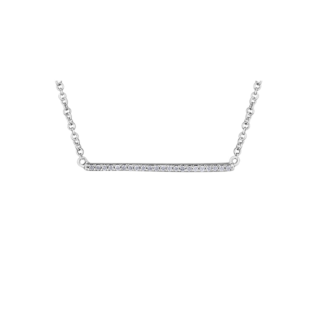 141548 10KT White Gold and .05TW Diamond Bar Pendant