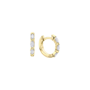 151210 10KT Yellow Gold 0.21CT TW Marquis Diamond Hoop Earrings