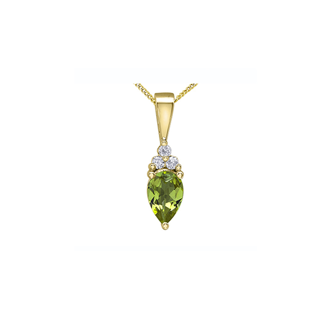 170245 OUT OF STOCK, PLEASE ALLOW 3-4 WEEKS FOR DELIVERY 10KT Yellow Gold Peridot & .03CT TW Diamond Birthstone Pendant