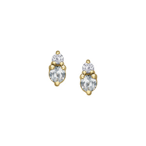 180151 10KT Yellow Gold White Topaz & Diamond Earrings