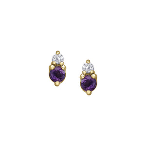 180149 10KT Yellow Gold Amethyst & Diamond Earrings