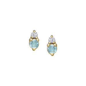 180150 10KT Yellow Gold Aquamarine & Diamond Earrings
