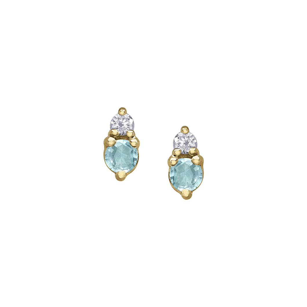 180150 10KT Yellow Gold Aquamarine & Diamond Earrings