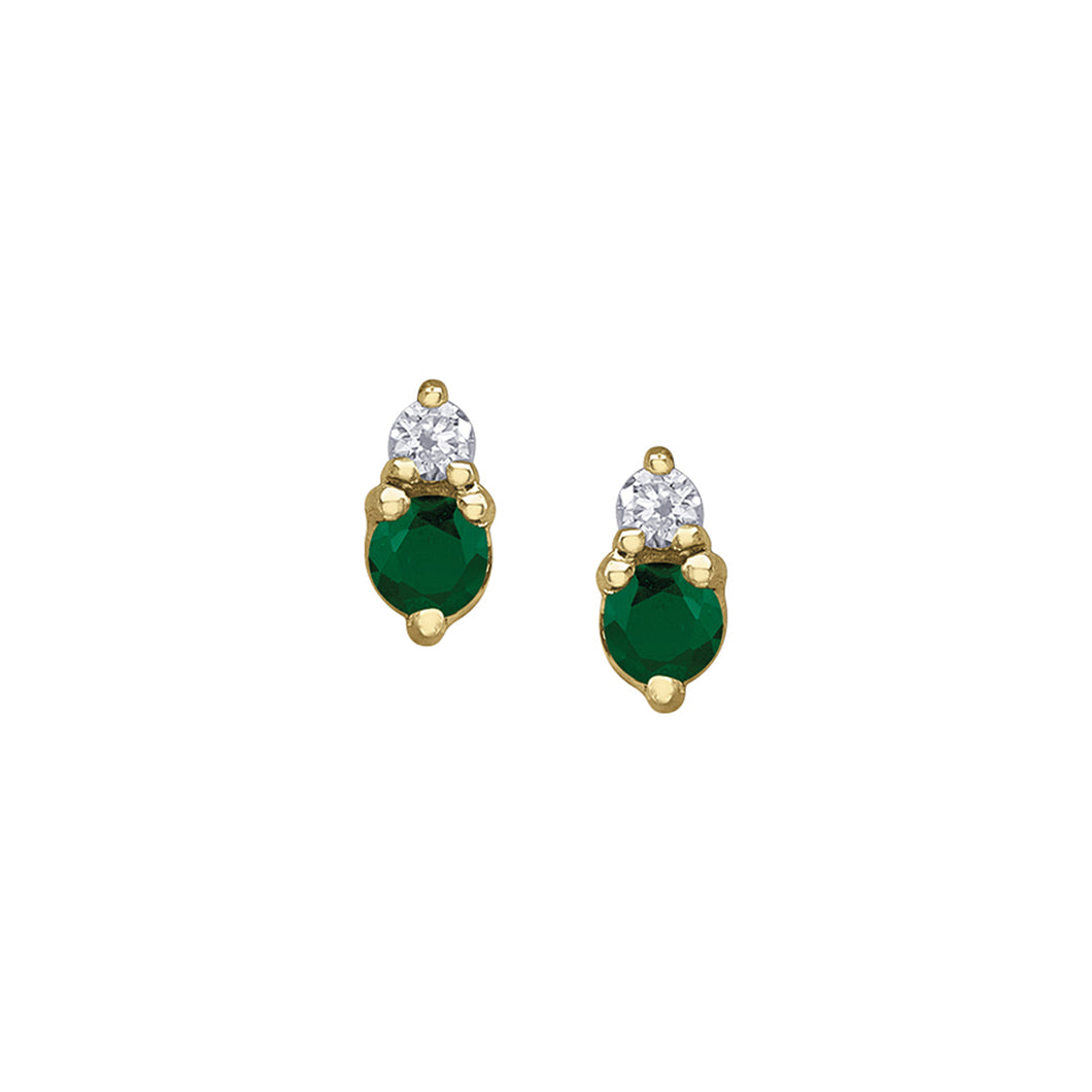 180152 OUT OF STOCK PLEASE ALLOW 3-4 WEEKS FOR DELIVERY 10KT Yellow Gold Emerald & Diamond Earrings