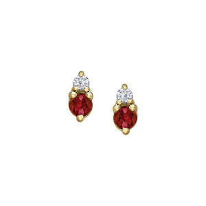 180145 10KT Yellow Gold Garnet & Diamond Earrings