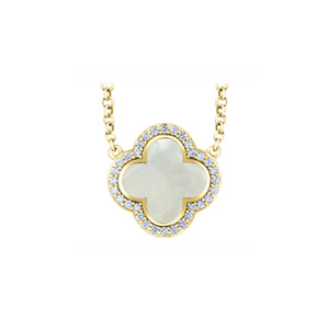 170235 10K Yellow Gold Mother Of Pearl & 0.24CT TW 32 Diamond Necklace