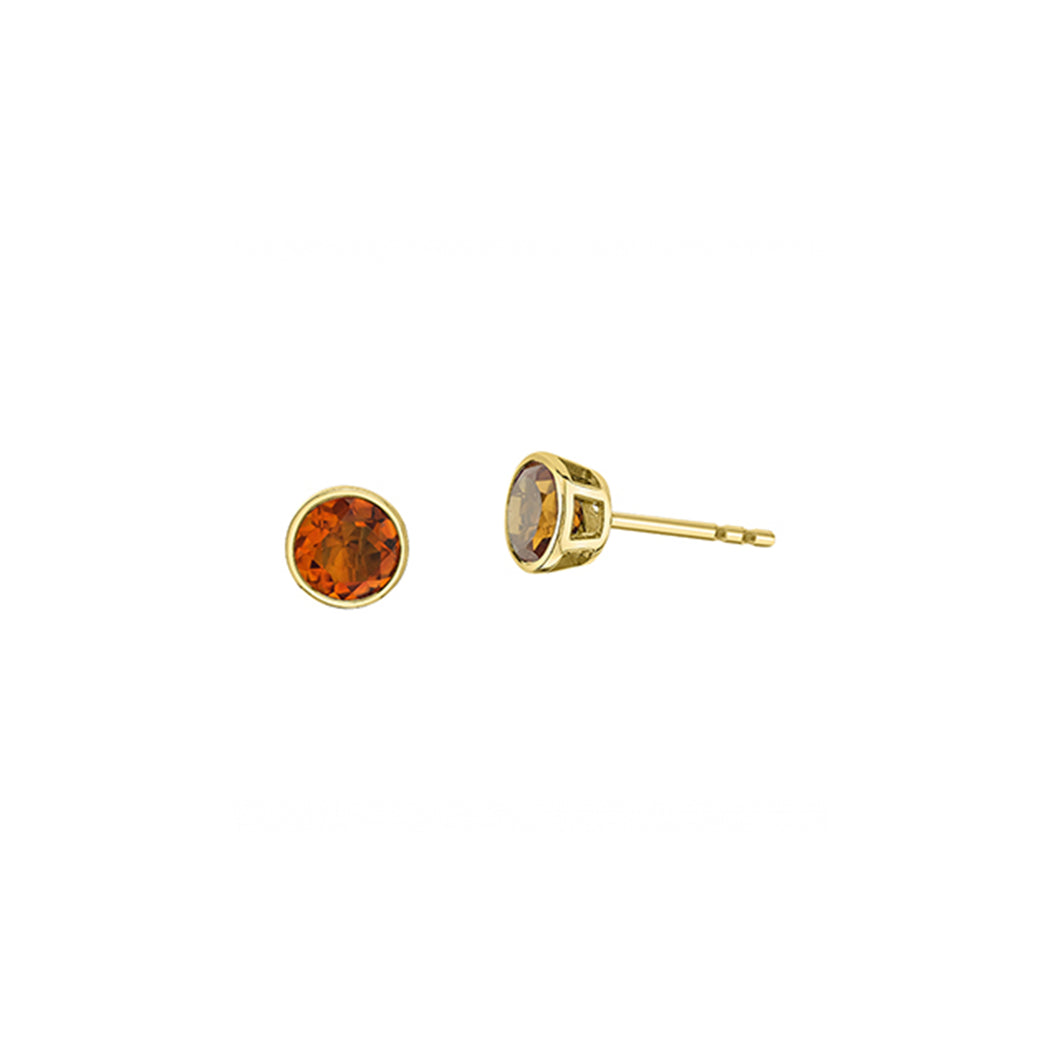 180170 10KT Yellow Gold Bezel Set Citrine Stud Earrings