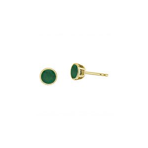 180173 10KT Yellow Gold Bezel Set Emerald Stud Earrings