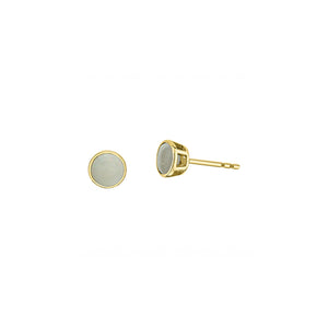 180169 10KT Yellow Gold Bezel Set Opal Stud Earrings