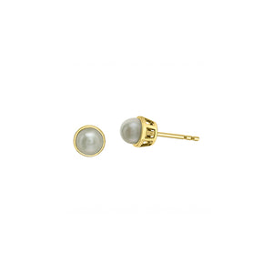 341417 10KT Yellow Gold Bezel Set Pearl Stud Earrings