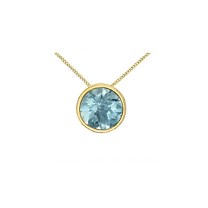 170210 10KT Yellow Gold Bezel Set Aquamarine Pendant