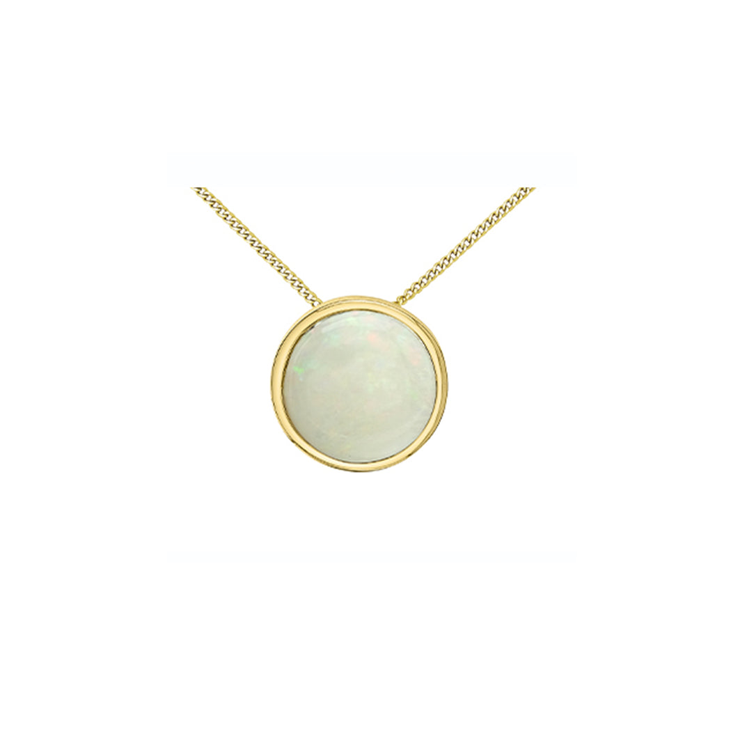 170217 10KT Yellow Gold Bezel Set Opal Pendant