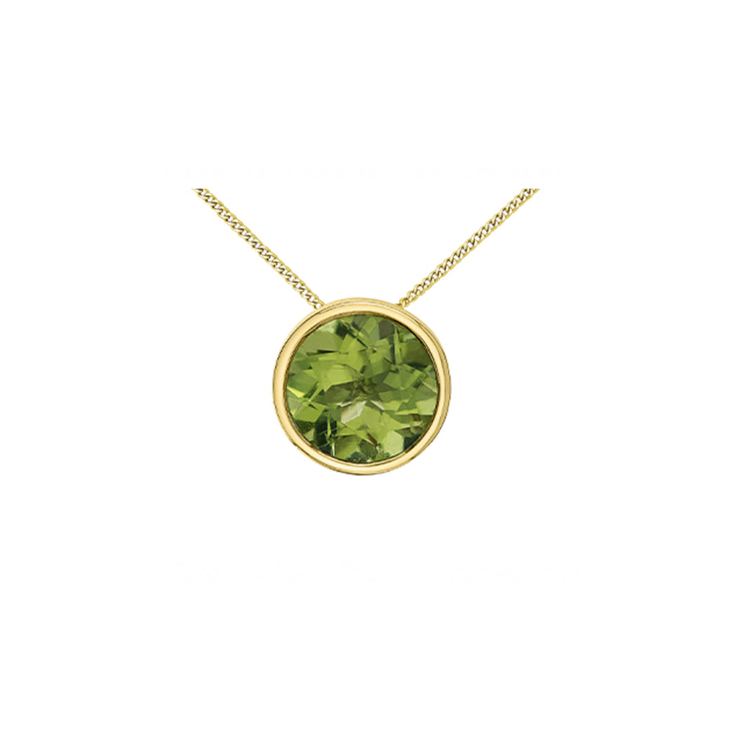 170215 10KT Yellow Gold Bezel Set Peridot Pendant