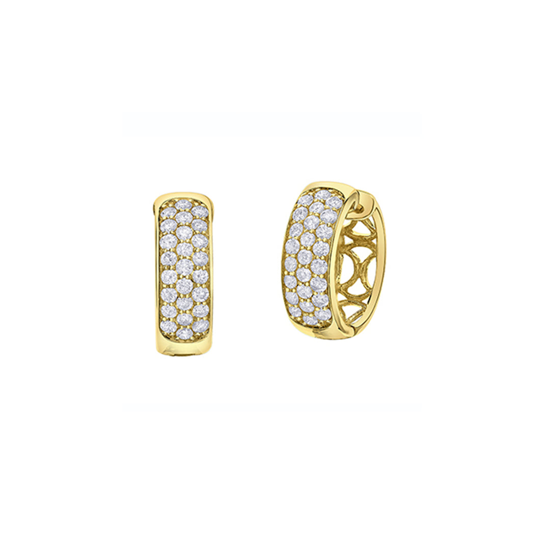 151357 10KT Yellow Gold 1.00CT TW Diamond Hoop Earrings
