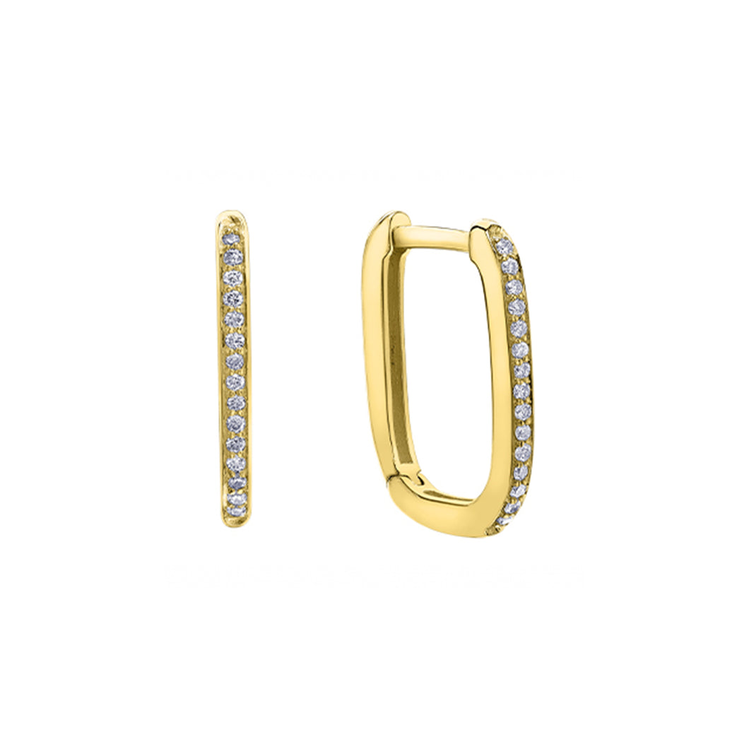 151284 10K Yellow Gold & 0.12CT TW 30 Diamond Square Hoop Earrings