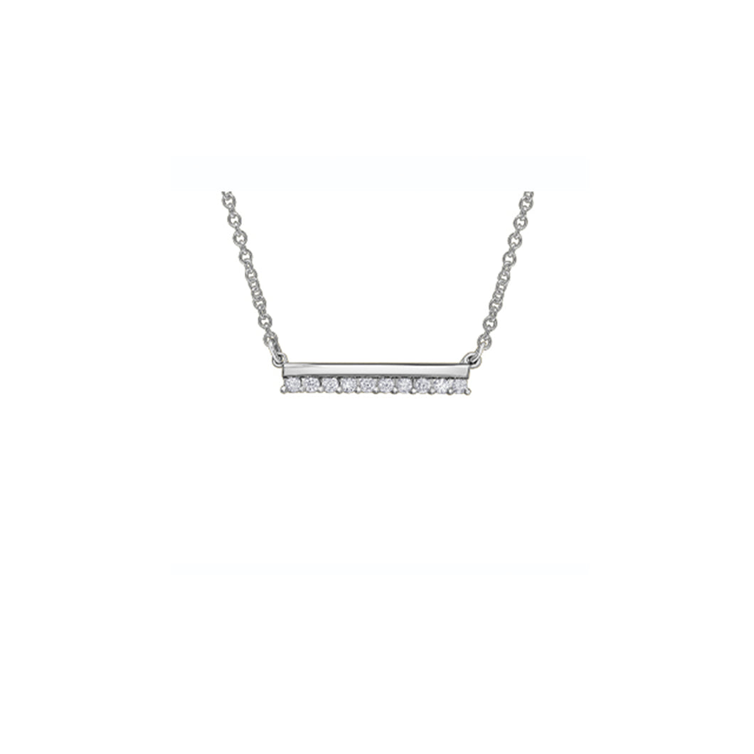 141861 10KT White Gold and .075CT TW Diamond Bar Pendant