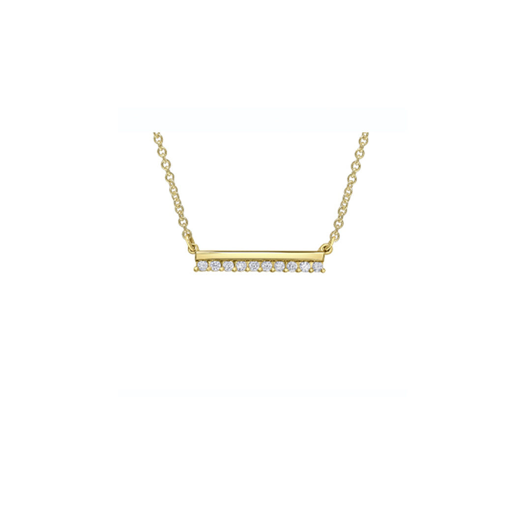 141860 10KT Yellow Gold and .075CT TW Diamond Bar Pendant
