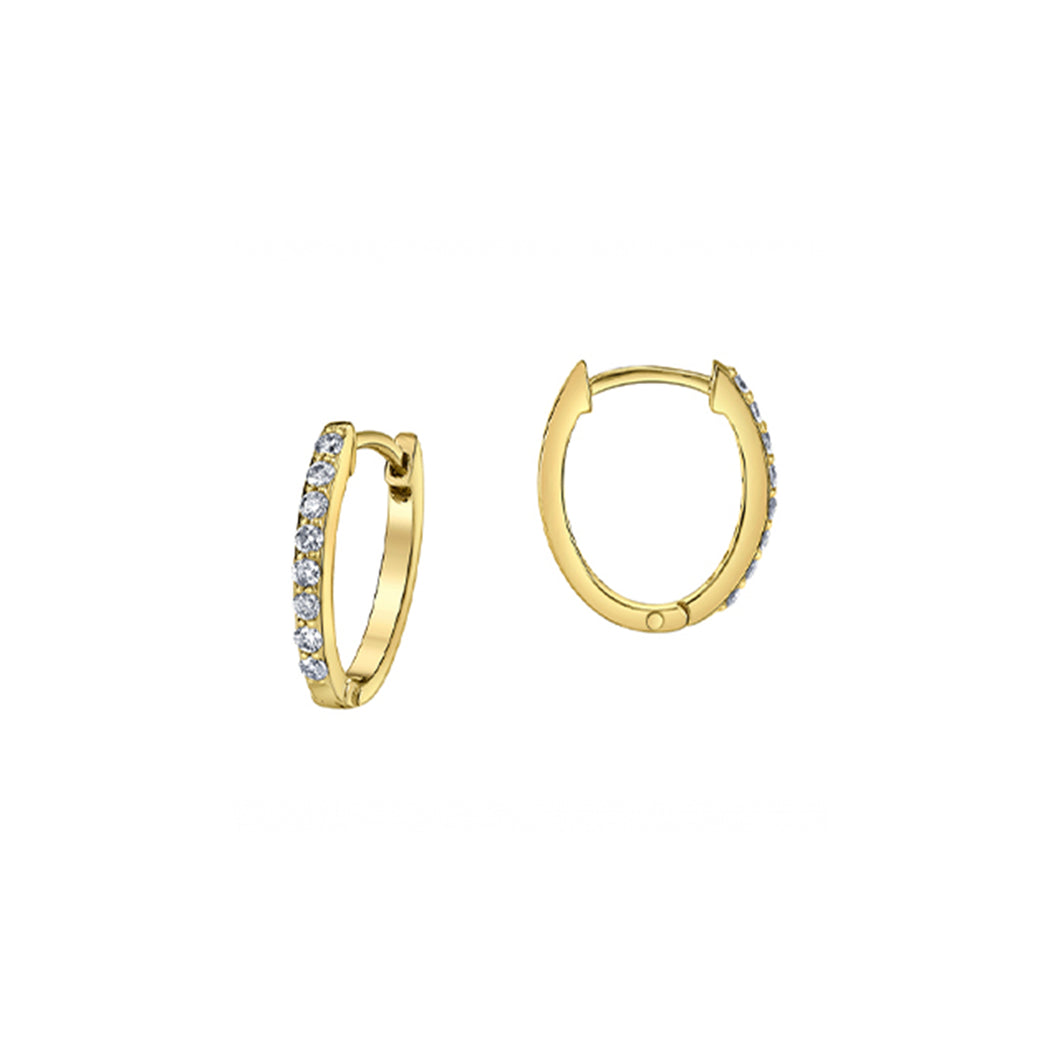151333 10KT Yellow Gold 0.15CT TW Diamond Hoop Earrings