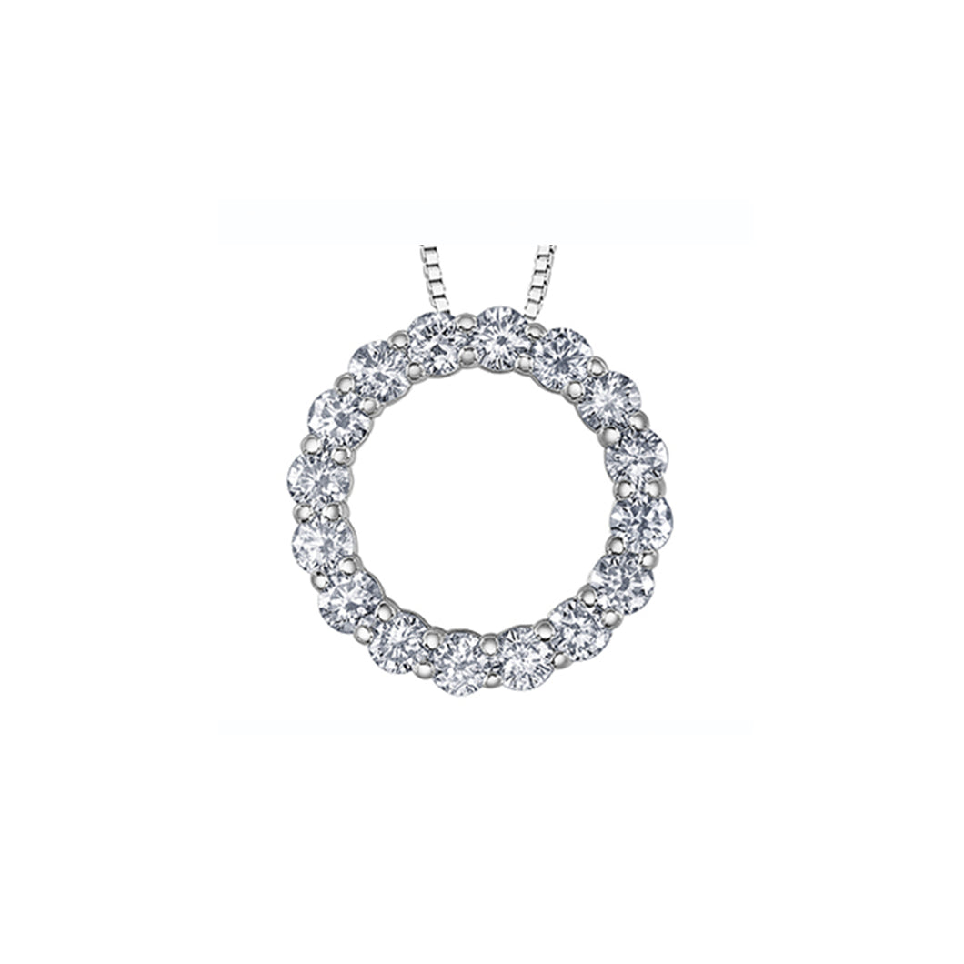 141894 10KT White Gold 0.25CT TW 19 Diamond Circle Necklace